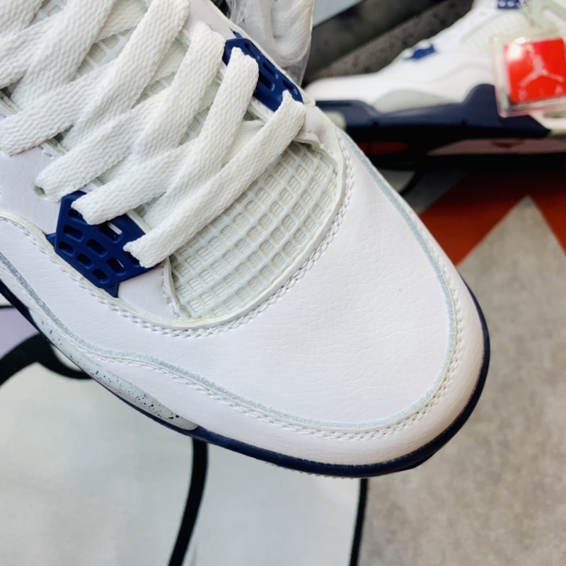 Giày thể thao sneaker cổ cao Jordan 4 AJ4 Retro White MidNight Navy Hàng SC