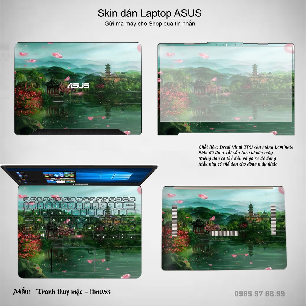 Skin dán Laptop Asus in hình Tranh thủy mặc nhiều mẫu 2 (inbox mã máy cho Shop)