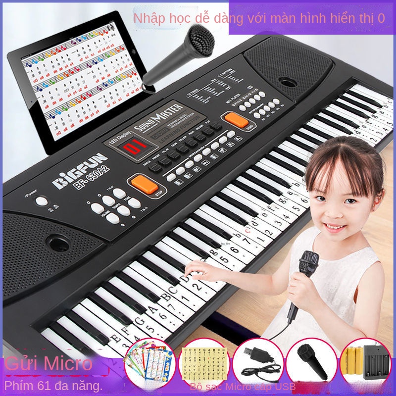 ₪Đồ chơi trẻ em 3-14 tuổi đàn piano điện tử mô phỏng đàn piano 61 phím cho người mới bắt đầu giới thiệu về đàn piano âm