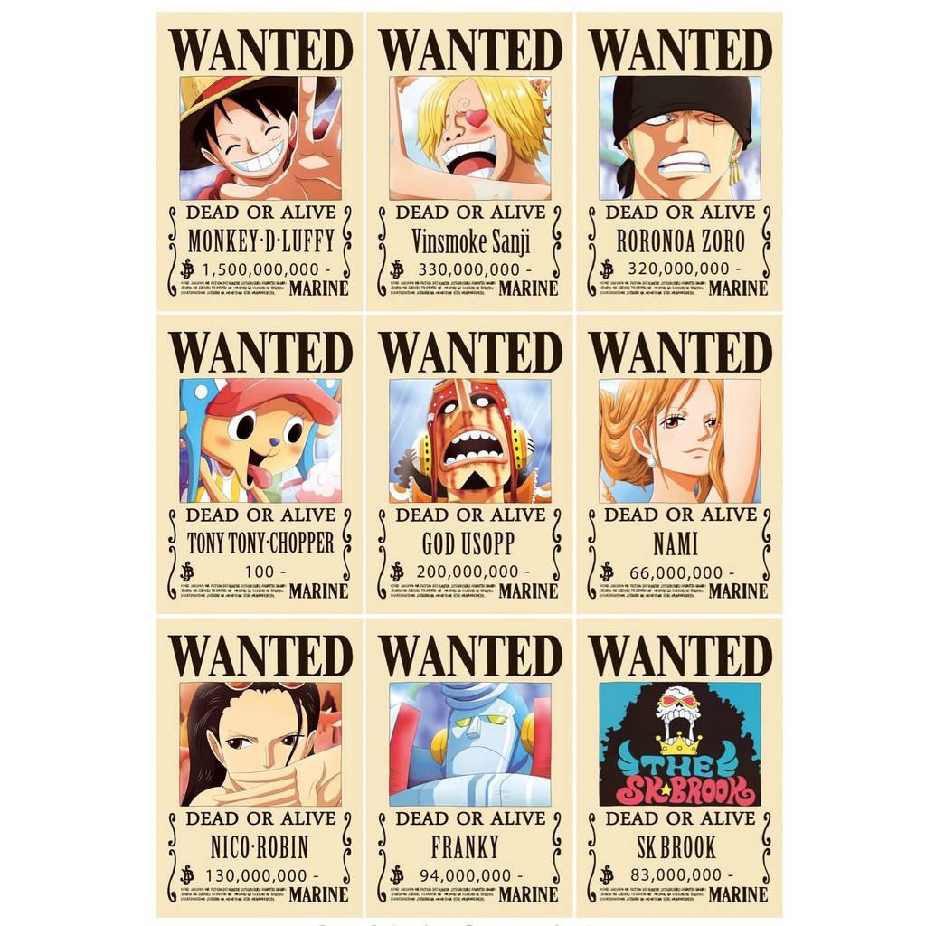 Bộ poster truy nã A3 One piece - Baystore