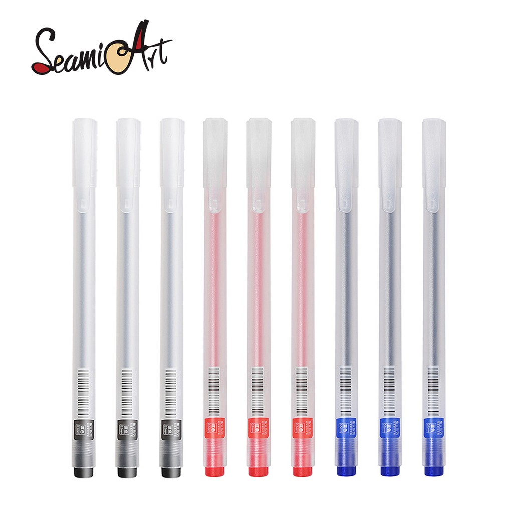 Bút viết mực gel SeamiArt phong cách MUJI Nhật Bản màu xanh dương/đỏ/đen cho học sinh ngòi 0.5mm