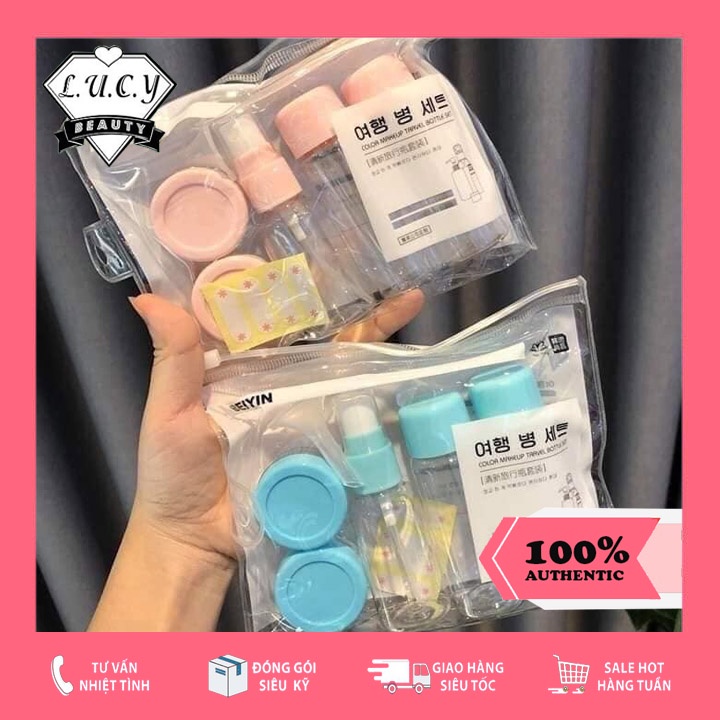 Bộ chiết mỹ phẩm du lịch 7 món mini kèm túi đựng khóa zip BEIYIN
