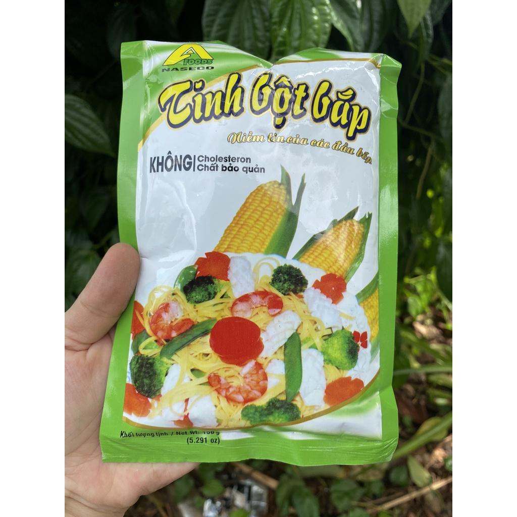 Tinh bột bắp NASECO 150g, dùng tạo sánh sệt, làm các món xào, súp, các món tẩm bột và chiên. Date 05.2022