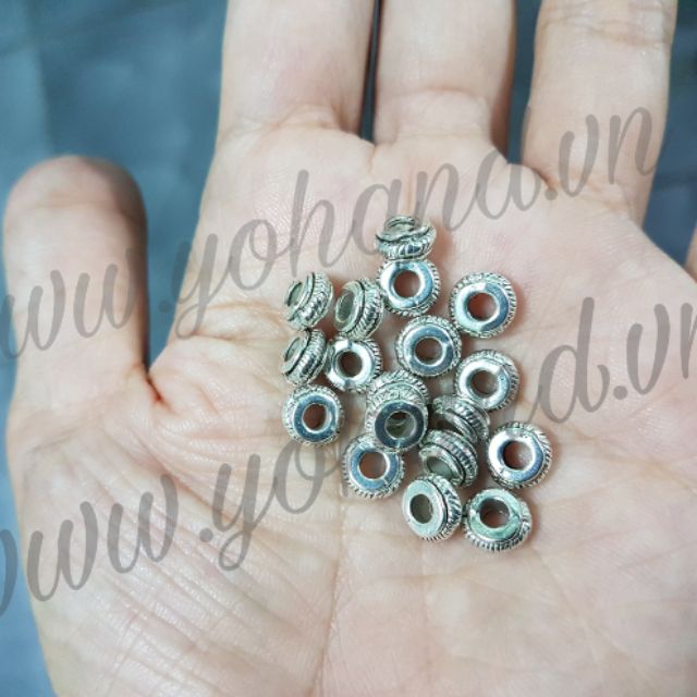 Mặt trắng chặn bánh xe 7x3.5mm ( gói 20 cái) mặt làm vòng tay vòng cổ lắc chân