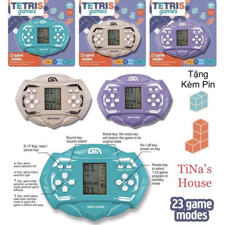 Máy Chơi Game Xếp Gạch Cầm Tay, Máy Điện Tử Chơi Games MiNi Nhiều Trò Chơi Giải Trí Cầm Tay…