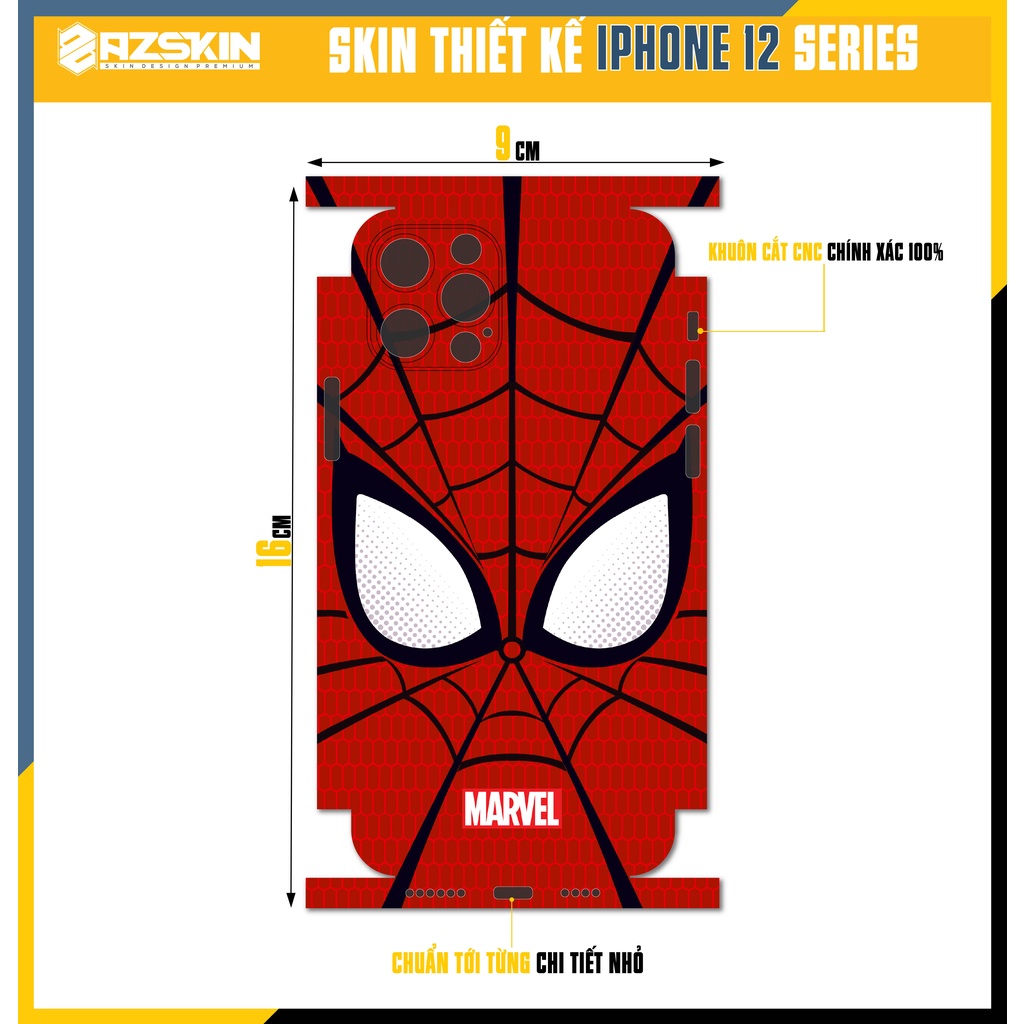 Miếng Dán Skin Spider Man Dành Cho IPhone 12 Mini/12/12Pro/12 Pro Max|SK_IPDA05| Film Cao Cấp Nhập Khẩu, Dễ Dán Tại Nhà