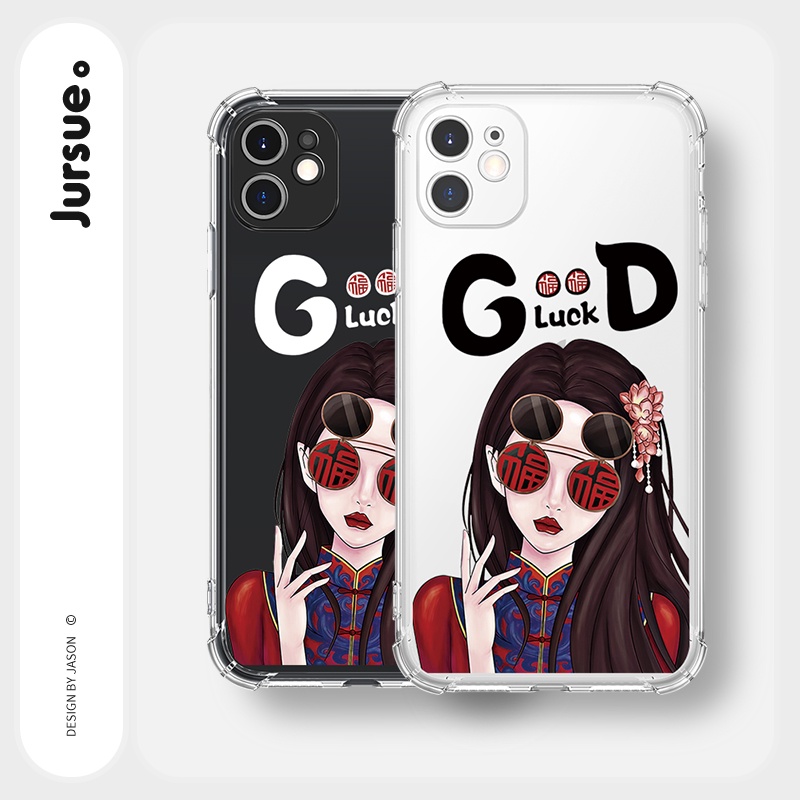 Ốp lưng JURSUE chống sốc hoạt hình dễ thương đẹp cho iPhone 13 12 11 Pro Max SE 2020 X XR XS ip 8 7 6 6S Plus kute Y266