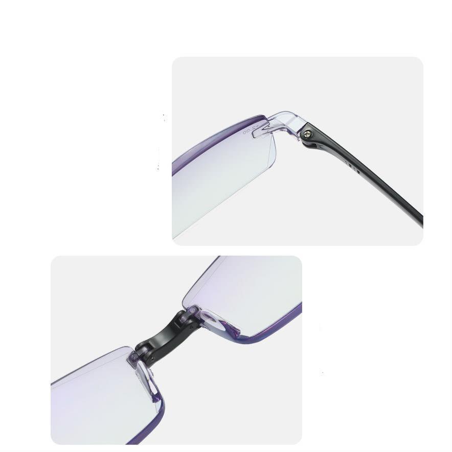 Kính đọc sách gấp siêu nhẹ Kính không viền TR Anti-Blu-ray Kính đọc sách Hộp đựng bằng da