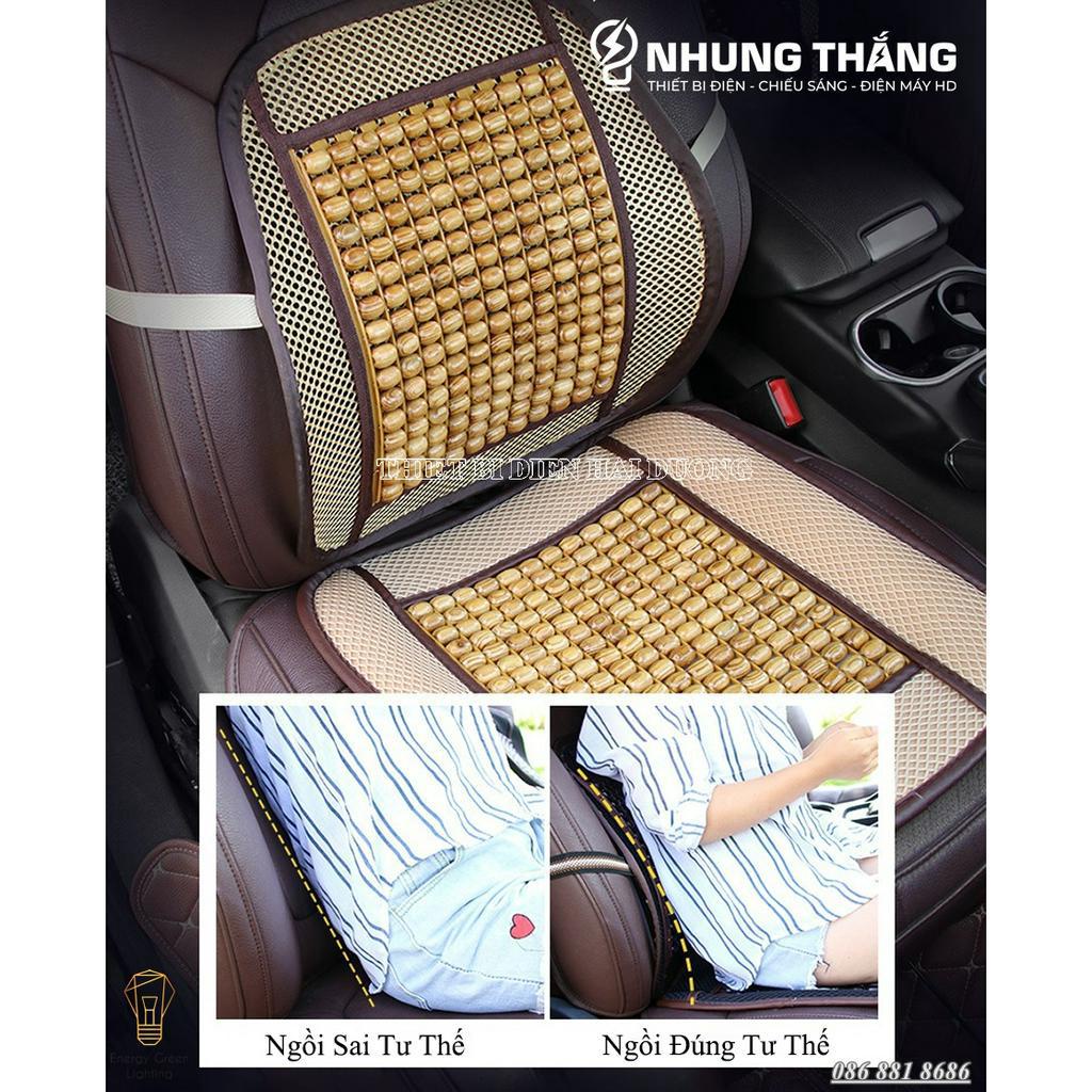 Đệm Lót Ghế - Tựa Lưng Hạt Gỗ Cao Cấp Ô tô Và Văn Phòng - Chống Mỏi Lưng - Bảo Vệ Cột Sống