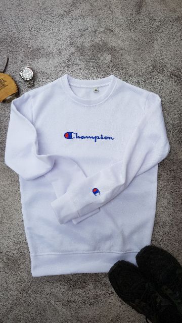 Áo nỉ Champion logo thêu đẹp mặc ấm thu đông nam nữ đều mặc dc