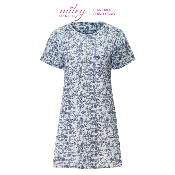 Đầm Ngủ Nữ Ngắn Có Tay Hoa Văn Nature Wind Miley Lingerie_DCP0601