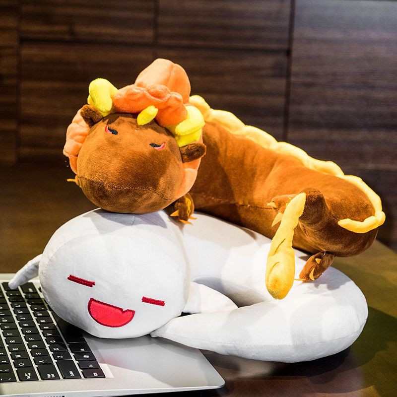 Gối Nhồi Bông Hình Chữ U Anime Genshin Impact Zhongli Hu Tao Dragon 68cm