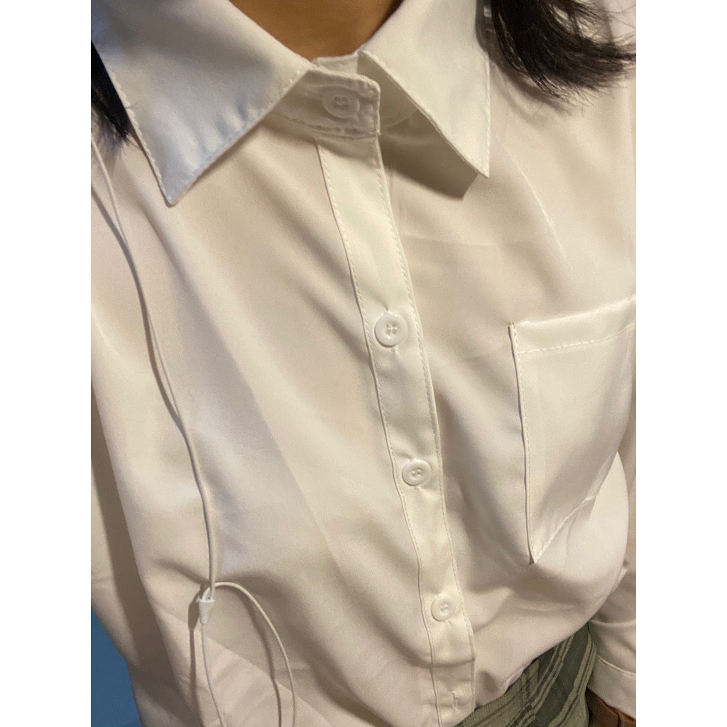 xiaozhaivn [Ảnh thật] Áo sơ mi trắng unisex, sơ mi dáng rộng đủ size nam nũ