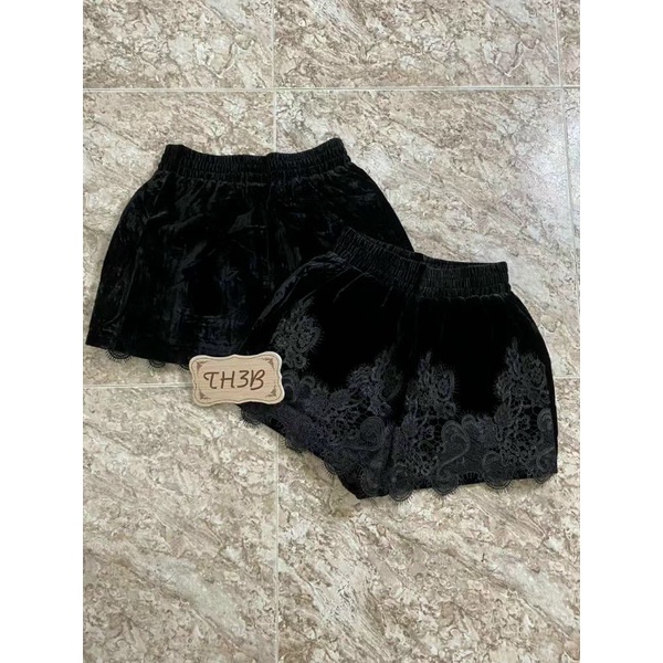 Quần nhung phồng pha ren