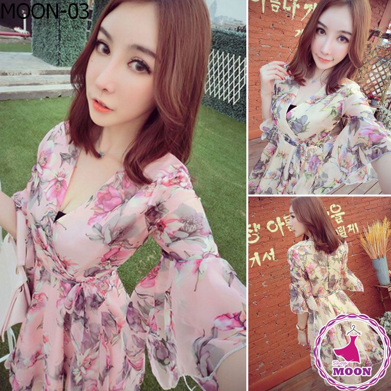 xả kho thanh lý VÁY MAXI HOA CỔ V TAY CHUÔNG (Hàng có sẵn) | BigBuy360 - bigbuy360.vn