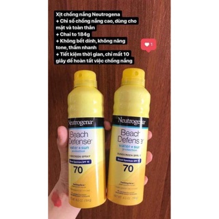 XỊT CHỐNG NẮNG NEUTROGENA VÀNG SPF70  (Date: 12/21)