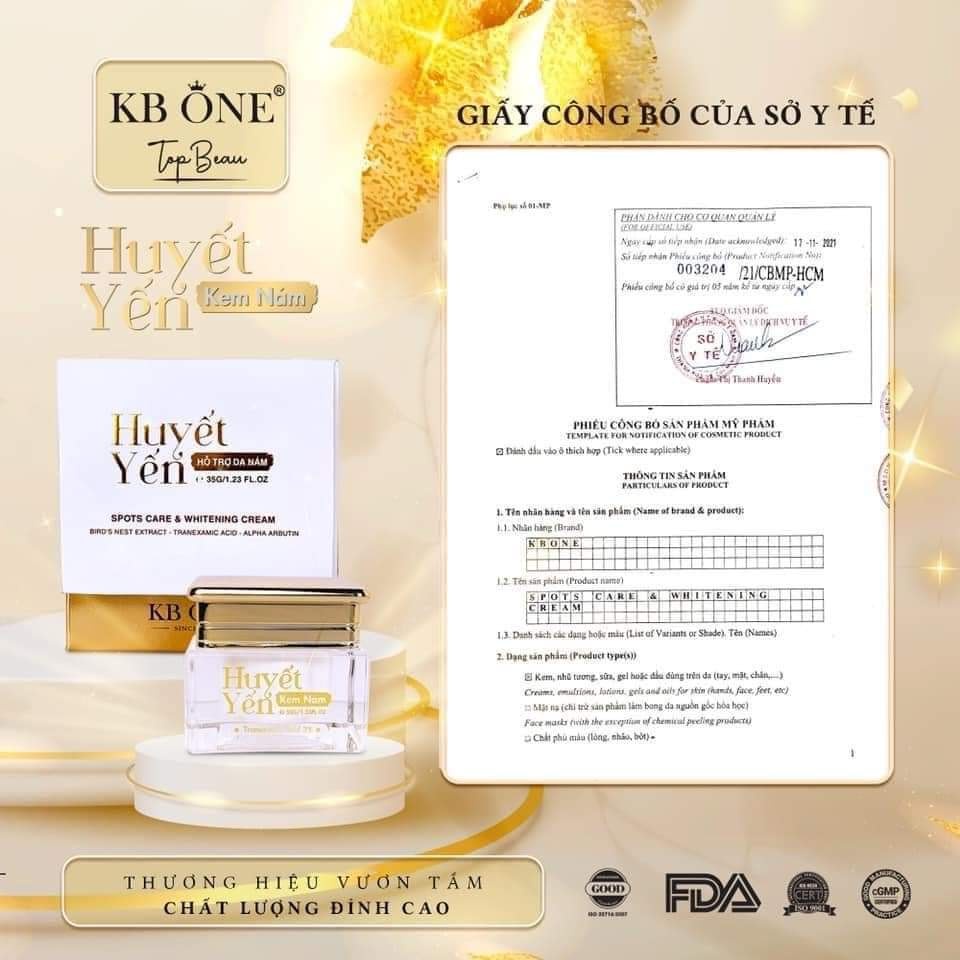 Kem Face Huyết Yến KB ONE Chính Hãng - Tặng Kèm 1 Tế Bào Gốc