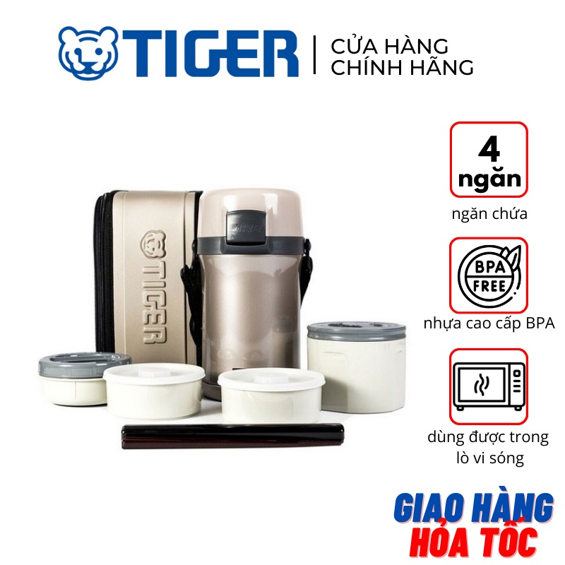 Hộp cơm giữ nhiệt nhựa 4 ngăn Tiger LWU-F200 - Hàng chính hãng