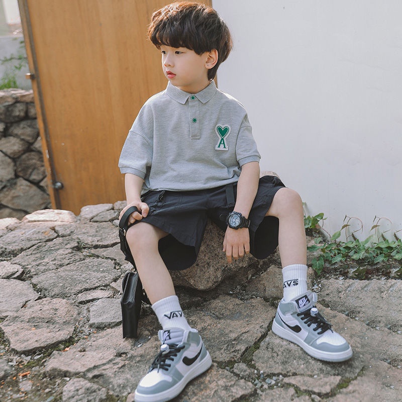 Áo Thun polo Tay Ngắn Thoáng Khí Thời Trang Mùa Hè Phong Cách Hàn Quốc Cho Bé Trai