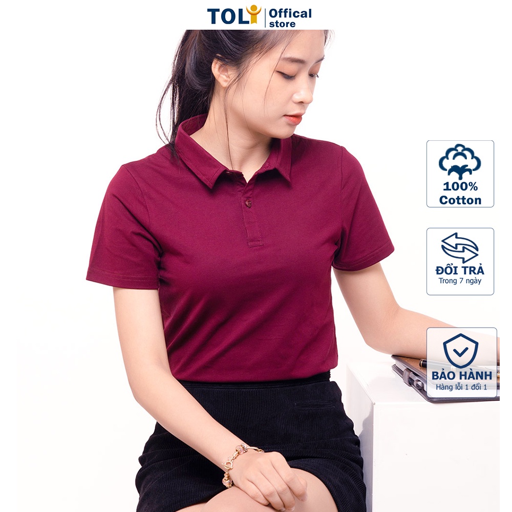 Áo thun nữ Cổ Sơ Mi (Cổ trụ) TOLI, chất cotton 4 chiều mềm mịn, co dãn Màu Tím Nho ⚡