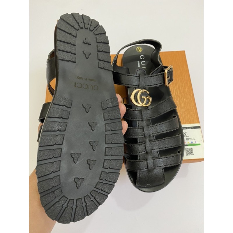 Dép rọ nam gc quai da đế đúc nguyên khối, dép bịt đầu nam hàng Fullbox.