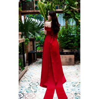 đầm trễ vai nơ sau