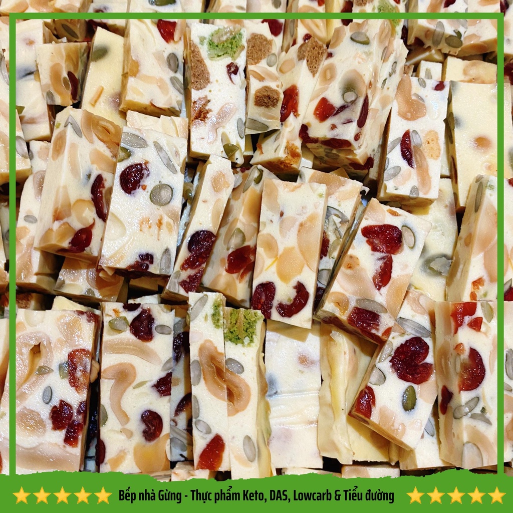 &lt;SHIP NỘI THÀNH&gt; Kẹo nougat (100gram) - For Keto, DAS, Lowcarb, Eatclean &amp; Tiểu đường