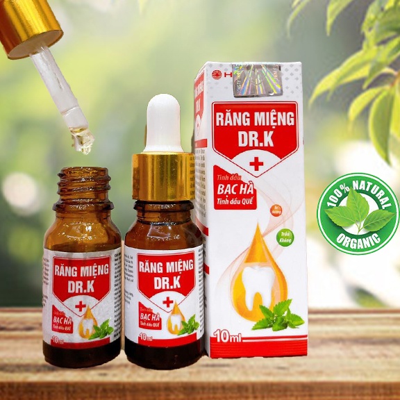 Tinh Dầu Răng Miệng Dr K - Hỗ Trợ Hiệu quả Chứng Hôi Miệng, Sâu Răng, Nhiệt Miệng, Nấm Lưỡi, Viêm Lợi. Dung tích 10ml