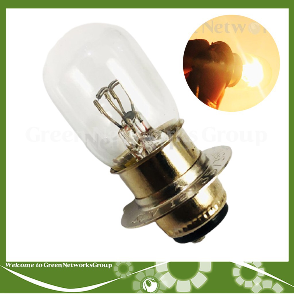 ✆◆Đèn pha xe máy 35W dây tóc Halogen 12V chân M5 Ánh Sáng Vàng (Bảo Hành 12 Tháng) - 1 bóng Sun Shing Greenne