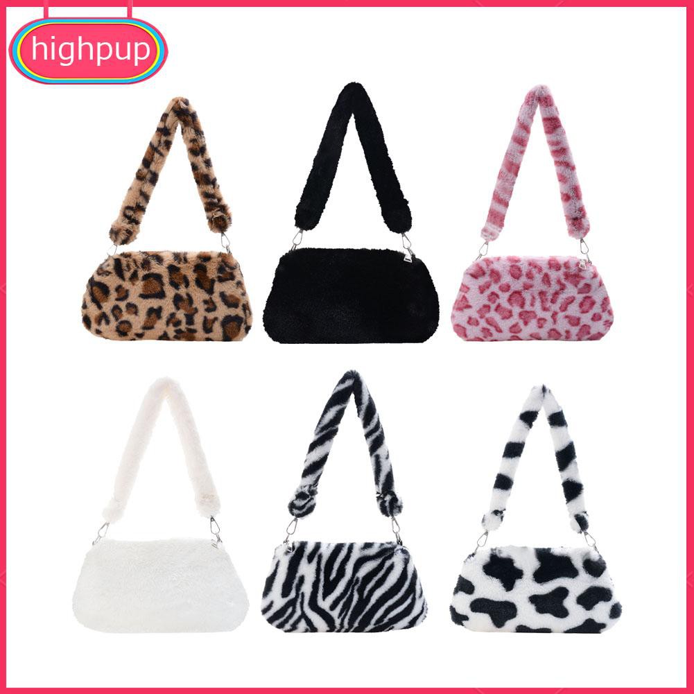 Túi đeo vai nhung lông họa tiết da động vật phong cách Retro | BigBuy360 - bigbuy360.vn