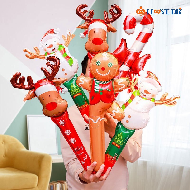 Bong Bóng Lá Nhôm 24 Inch In Hình Gingerbread Man Người Tuyết Tuần Lộc Vui Nhộn Trang Trí Tiệc Giáng Sinh
