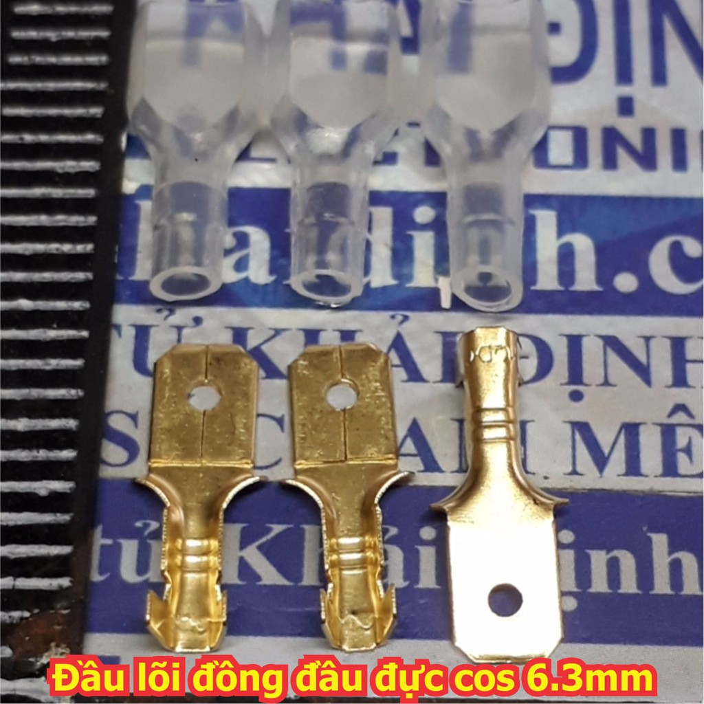 Đầu lõi đồng header, jack oto, đầu cái / đực cos 6.3mm, bấm dây 0.75-1.5mm, vỏ nhựa trong (50 bộ) kde5153