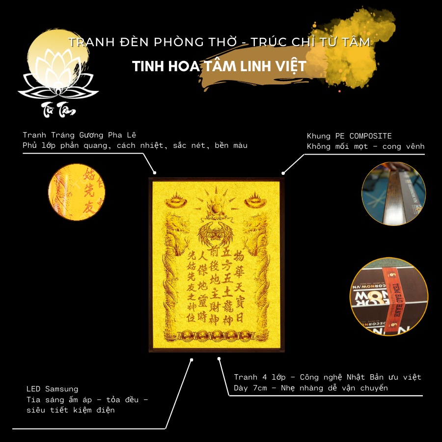 Bài Vị Thần Tài Thổ Địa Cao Cấp Có Đèn Led TỪ TÂM Giá Xưởng Đa Dạng Mẫu Mã Trang Trí Bàn Thờ - Có Xuất VAT