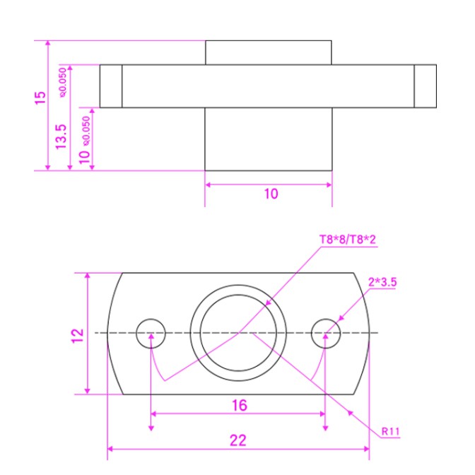 Đai ốc Vít me T8 bước 8