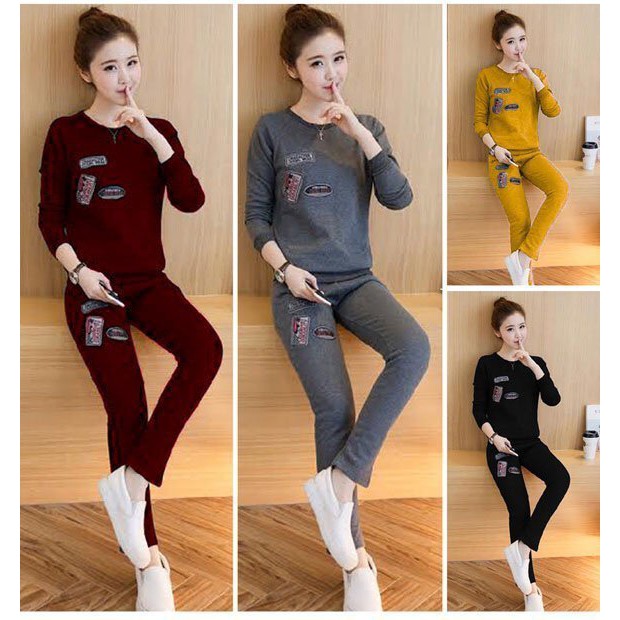 Đồ bộ thu đông thêu logo cao cấp, vải dày mịn, co giãn thoải mái, phong cách trẻ trung, thanh lịch