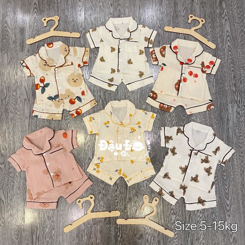 bộ cộc pijama sợi tre sợi tre cho bé 2022