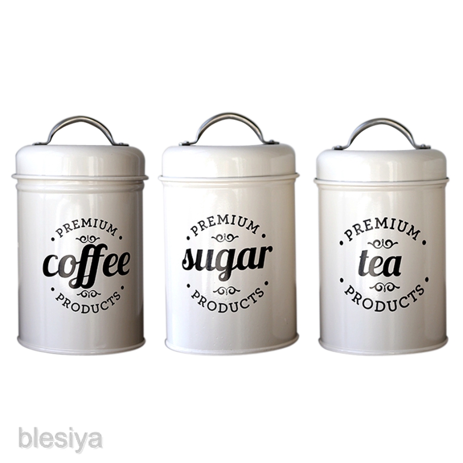 Hộp thiếc đựng trà/cà phê/đường có nắp đậy tiện dụng