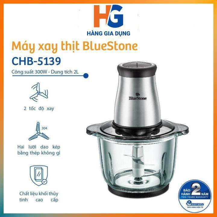 Máy Xay Thịt 2 Lưỡi Dao Kép BlueStone CHB-5139 (2L) Kiểu Dáng Đẹp - Gọn Nhẹ - Xay Trộn Có Độ Nhuyễn Mịn Tốt, Dễ Sử Dụng