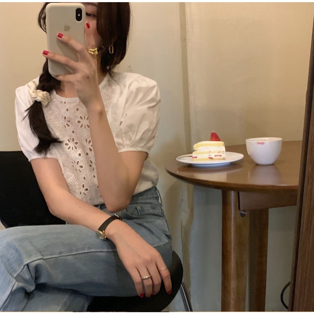 Áo Sơ Mi Tay Phồng Phong Cách Hàn Quốc Cổ Điển Dành Cho Nữ