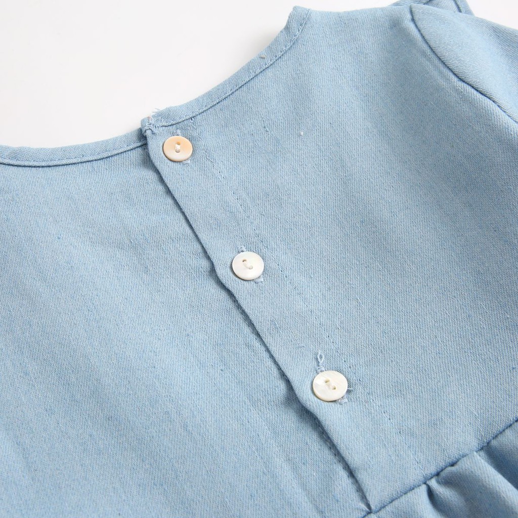 Đồ liền thân dài tay Sanlutoz màu xanh dương denim thời trang cho bé gái