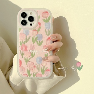 Fairy Pink Tulip Tranh Sơn Dầu Matte Bảo Vệ Toàn Diện Vỏ Điện Thoại Cho Iphone 16 7 8 PLUS X XR XS 11 12 13 14 15 MINI PRO MAX SE 2020