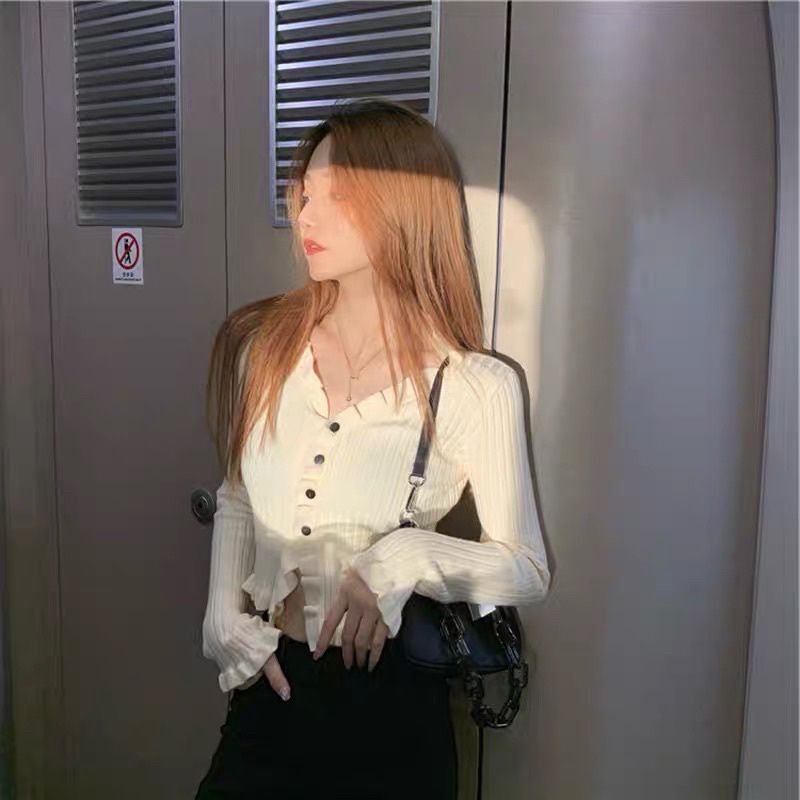 Áo len tay dài viền bèo 🌸