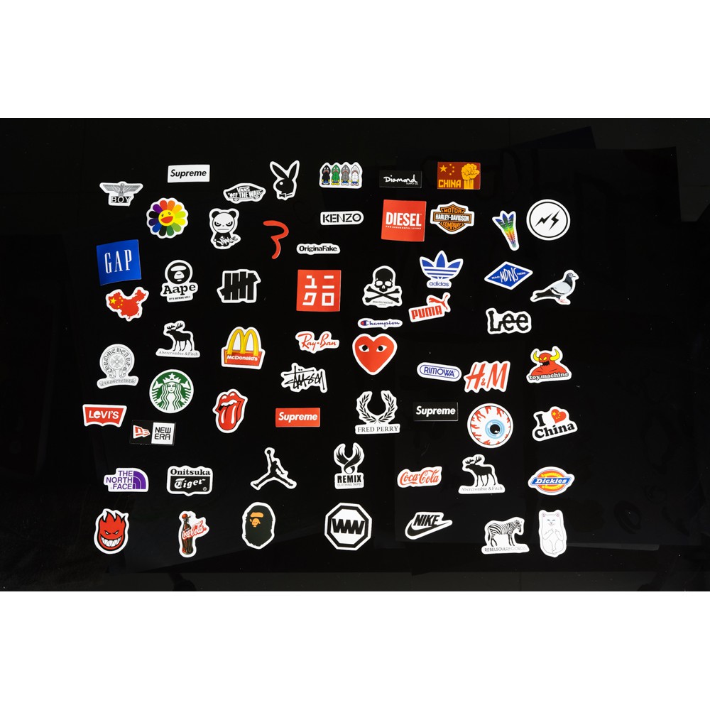 Bộ Sticker dán cao cấp chủ đề LOGO THƯƠNG HIỆU trang trí vali du lịch, laptop, mũ bảo hiểm, đàn guitar, ukelele, macboo