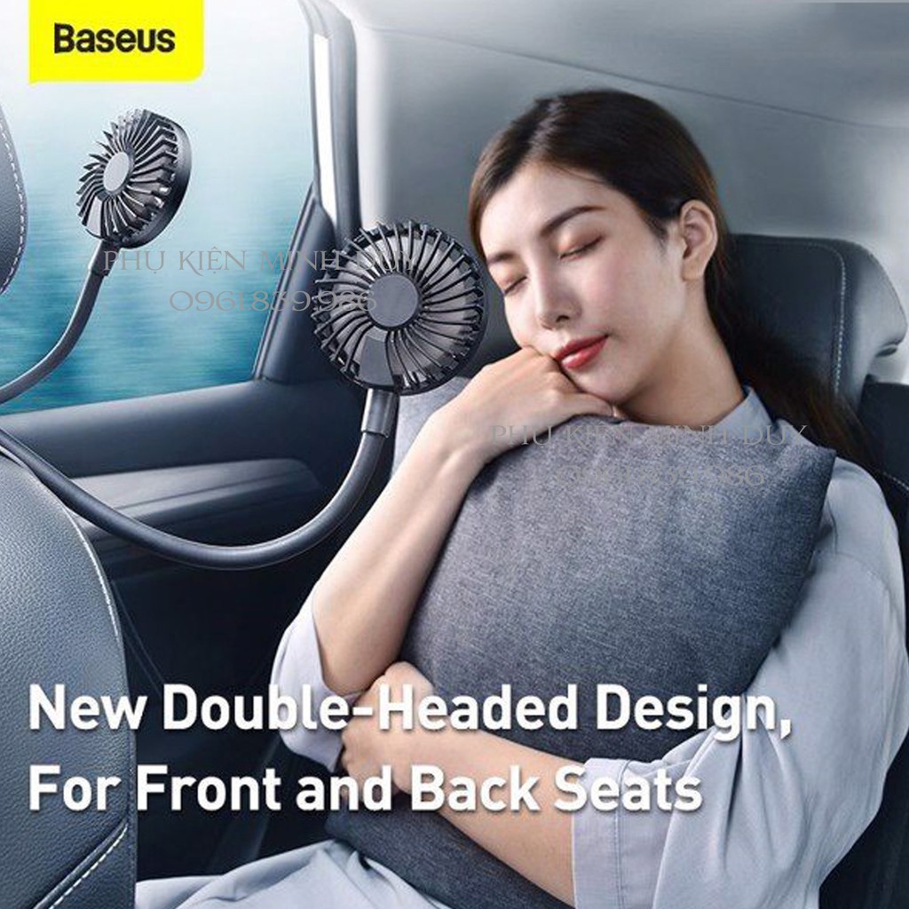 Quạt mini gắn lưng ghế xe ôtô xoay 360 độ - Baseus Blustery Car Two-Headed Vehicle Fan