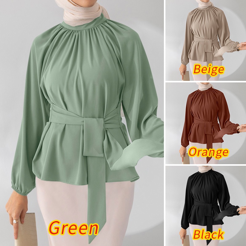 Zanzea Áo Tay Dài Phối Ren Hoa Có Thể Tháo Rời Màu Trơn Dành Cho Phụ Nữ Hồi Giáo