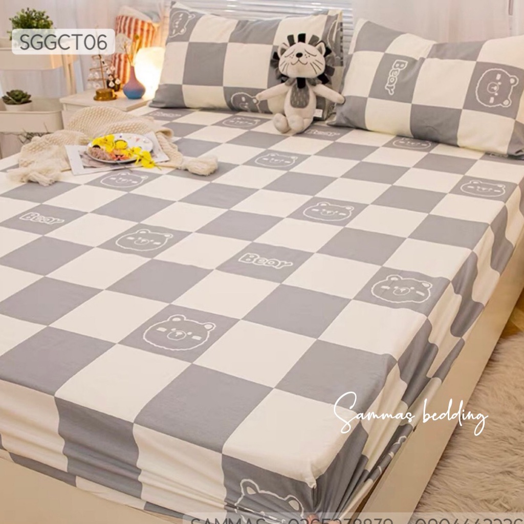 Bộ Chăn Ga Gối 3 Món Mềm Mát , Bộ Drap Giường Kèm Vỏ Gối Cotton 100%