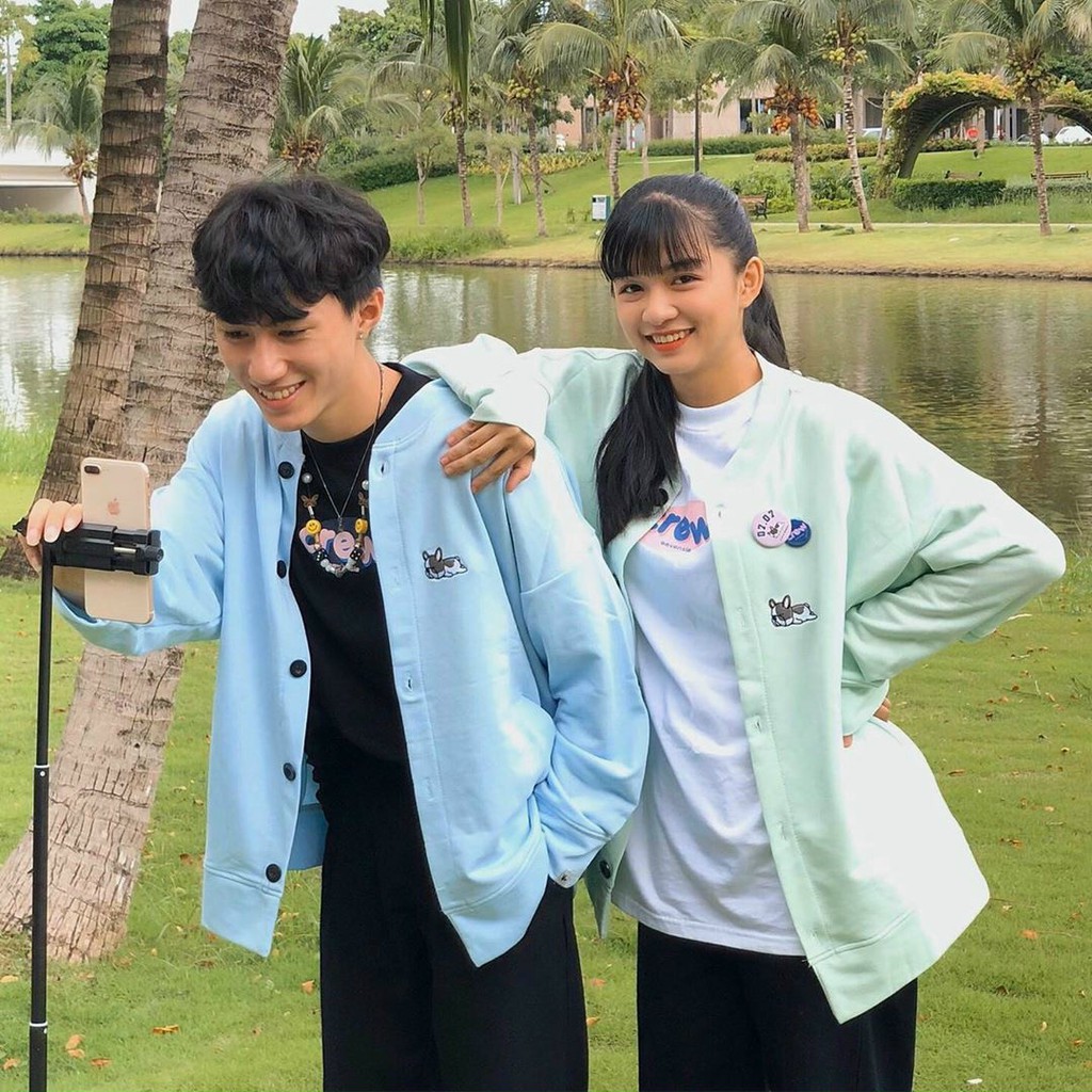Áo Khoác Nỉ Bông Cardigan Thêu Cún Lười Lazy Puppy | BigBuy360 - bigbuy360.vn