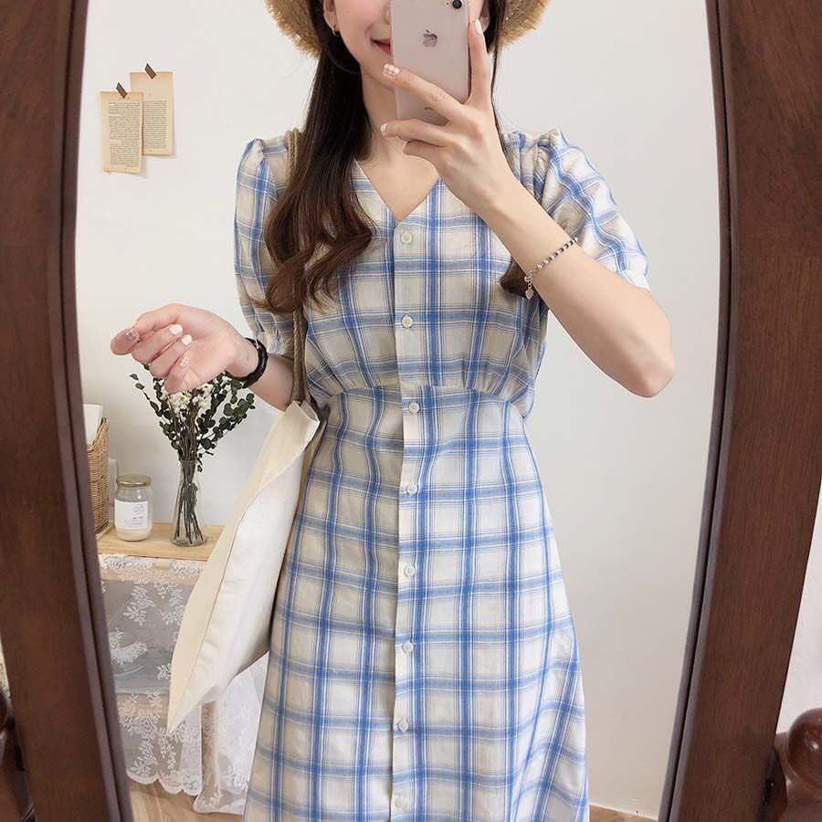 [HÀNG ĐẸP] Váy ulzzang tiểu thư vintage kẻ caro siêu xinh - V08 - janna house