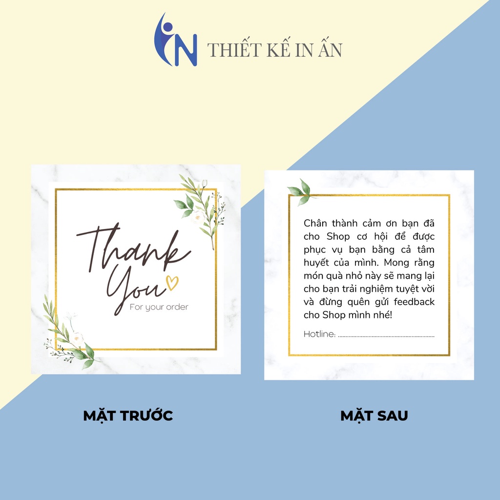 Hộp 100 card cám ơn, card Thank you họa tiết Hoa (15 mẫu) dành riêng cho shop bán hàng