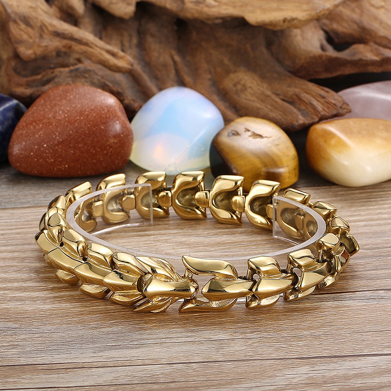 Lắc tay nam Xích Diệm Cốt Long mạ vàng 18K - R39